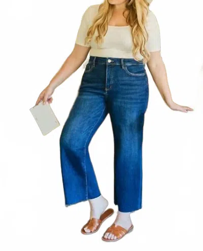 Vervet By Flying Monkey Tummy Control Mid Rise Wide Leg Jeans In Blue