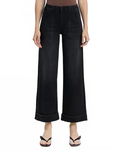 Vervet By Flying Monkey Vet Cuffed Wide Jean In Black