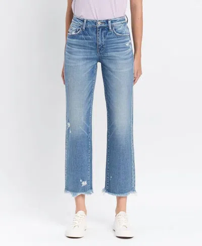Vervet By Flying Monkey Victoria High Rise Stretch Straight Jeans In Light Wash In Blue