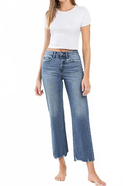 Vervet By Flying Monkey Victorious High Rise Crop Wide Leg Denim Jeans In Medium Blue