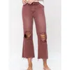 Vervet By Flying Monkey Vintage Cropped Flare Jeans In Russet Brown In Brown