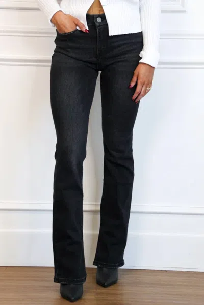 Vervet By Flying Monkey Winsome Bootcut Slit Hem Jeans In Black