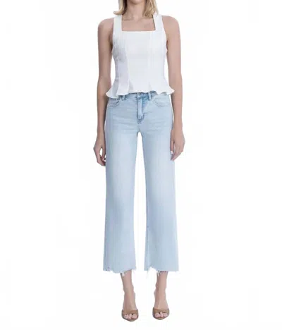 Vervet By Flying Monkey Aileeah High Rise Slim Wide Leg Denim Jeans In Light Wash In Animal Print