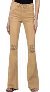 Vervet By Flying Monkey Women's Bella High-rise Flare Jeans In Dew Drop In Gold