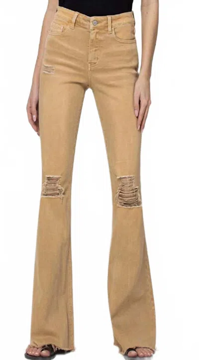 Vervet By Flying Monkey Women's Bella High-rise Flare Jeans In Dew Drop In Gold