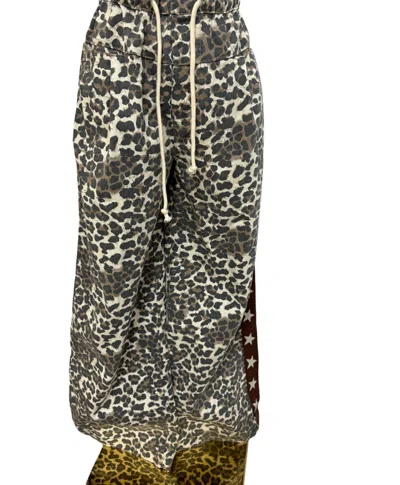 Vervet By Flying Monkey Women's Cheetah Tie Front Jean With Stars Down Side In Brown In Animal Print