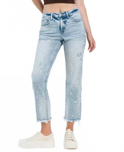 Vervet By Flying Monkey Women's Discover Me Lovervet Ankle Straight Jeans In Light Wash In Pattern