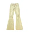 Vervet By Flying Monkey Women Elliott Distressed Flare Jeans In Beige In Gold