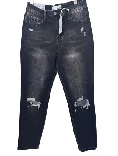 Vervet By Flying Monkey Women's Erika Stretch Mom Jean In Black In Blue