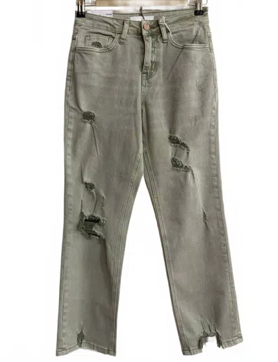 Vervet By Flying Monkey Women's High Rise Crop Jean In Khaki In Green