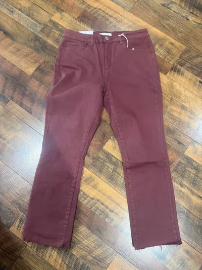 Vervet By Flying Monkey Women's High Rise Slim Raw Hem Jeans In Wine In Pink