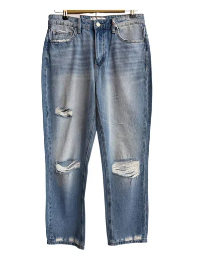 Vervet By Flying Monkey Women's High Rise Straight Jean In Med Wash In Blue