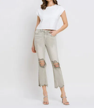 Vervet By Flying Monkey Women's Jaya Lovervet Vintage Crop Flare Jean In Moss Green In Gray