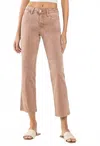 Vervet By Flying Monkey Leading Mid Rise Stretch Straight Jeans In Brown/khaki In Pink