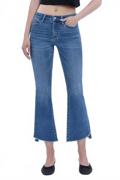 Vervet By Flying Monkey Women's Mid Rise Crop Flare Jeans In Blue