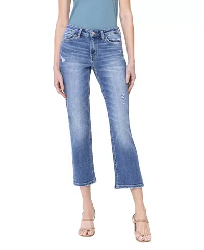 Vervet By Flying Monkey Women's Mid-rise Straight Crop Jean In Blue
