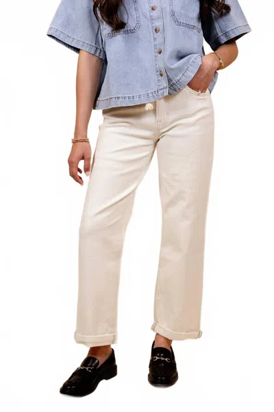 Vervet By Flying Monkey Women's Ray Cuffed Jeans In Cream In Multi