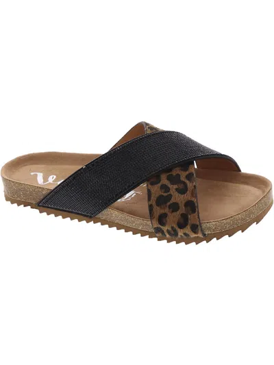 Very G Esme Womens Embellished Flat Slide Sandals In Multi