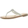Very G Fifi Womens Rhinestone Square Toe T-strap Sandals In Silver