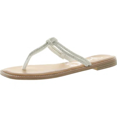Very G Fifi Womens Rhinestone Square Toe T-strap Sandals In Silver