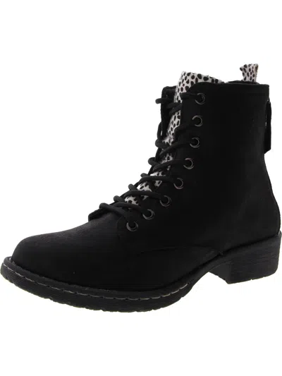 Very G Frontier Womens Faux Suede Animal Print Booties In Black