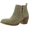 Very G Gwen Womens Suede Perforated Ankle Boots In Beige
