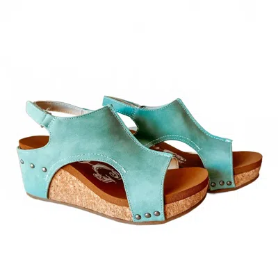 Very G Isabella Wedge Sandal In Turquoise In Blue