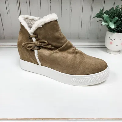 Very G Jayden Women's Wedge Bootie In Taupe In Brown