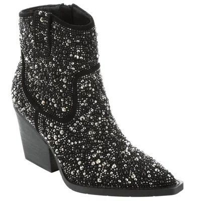 Very G Kady Pearl Rhinestone Booties In Black