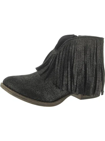 Very G Late Night Womens Block Heel Zip Up Ankle Boots In Black