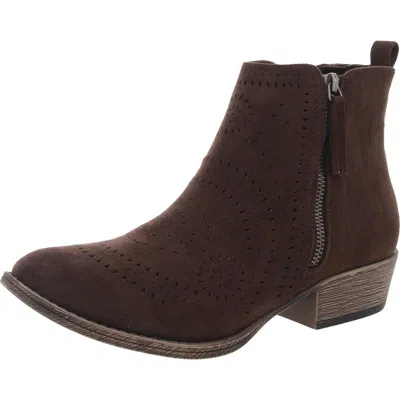 Very G Lisette Womens Double Zipper Faux Leather Ankle Boots In Gold