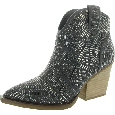 Very G One Day Womens Embellished Faux Suede Booties In Green