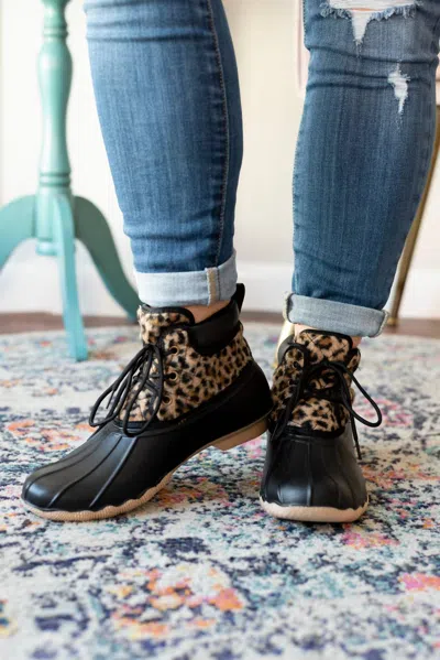 Very G Quack Boots In Black Leopard Print