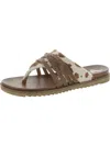 VERY G ROSE COW 2 WOMENS FAUX FUR STUDDED SLIDE SANDALS