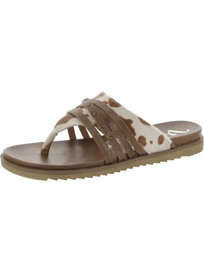 Very G Rose Cow 2 Womens Faux Fur Studded Slide Sandals In Beige