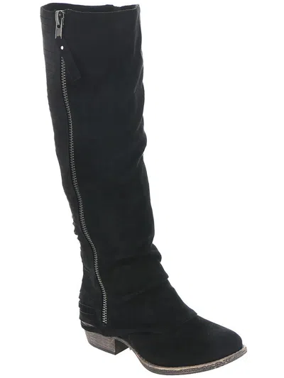 Very G Strippy 2 Womens Faux Suede Cut-out Knee-high Boots In Black
