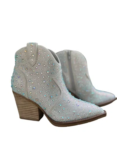 Very G Stroke Of Midnight Rhinestone Booties In Silver