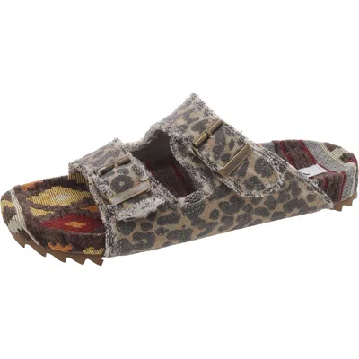 Very G Venus Womens Frayed Slip On Slide Sandals In Multi