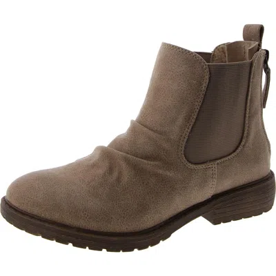 Very G Vienna Womens Faux Suede Double Zipper Ankle Boots In White