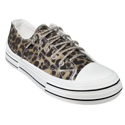Very G Women's Aman Prints Lace Up Canvas Sneaker In Tan Leopard In Multi