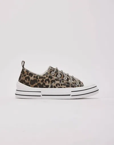 Very G Women's Aman Prints Lace Up Canvas Sneaker In Tan Leopard In Multi