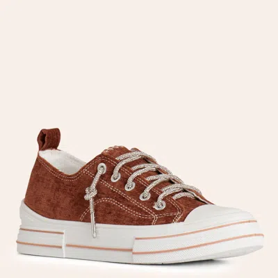 Very G Women's Aman Tan Velvet Sneakers In Brown