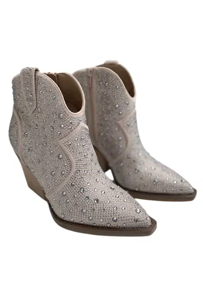 Very G Women's Austin Rhinestone Ankle Boots In Taupe In Grey