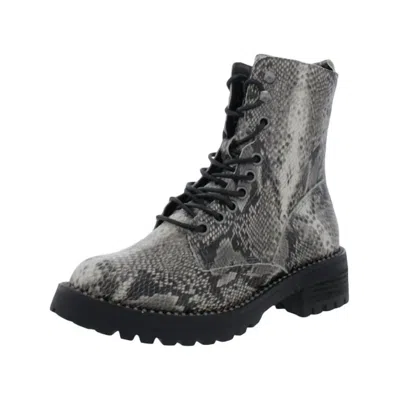 Very G Women's Conquest Combat Boot In White/black Snake In Multi