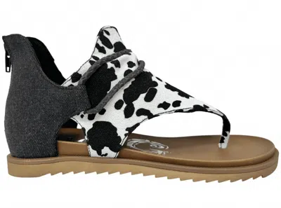 Very G Women's Cow Sandal Shoe In Black & White In Multi