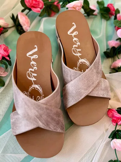 Very G Women's Crossed Paths Sandals In Taupe In Grey