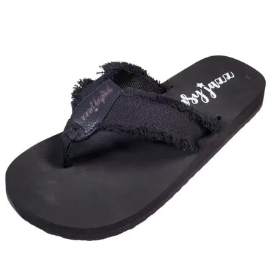 Very G Women's Encore Frayed Top Fashion Flip Flop Sandal In Black