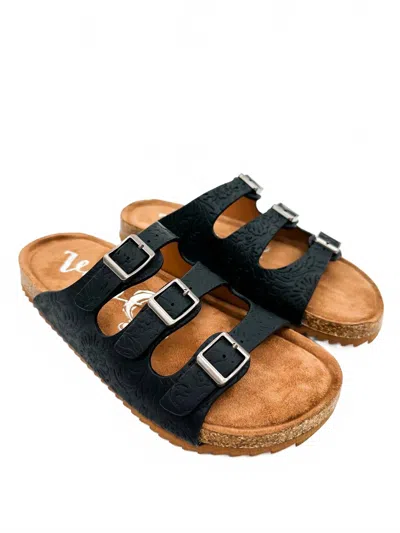 Very G Women's Enjoy The Moment Faux Leather Sandals In Black In Blue