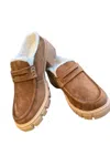 Very G Women's Fluff Slip On Loafers In Tan In Multi