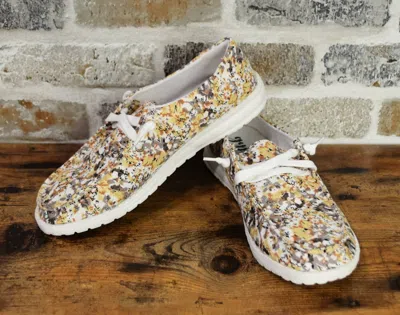 Very G Women's Gypsy Jazz Dahlia Sneakers In White Yellow In Multi